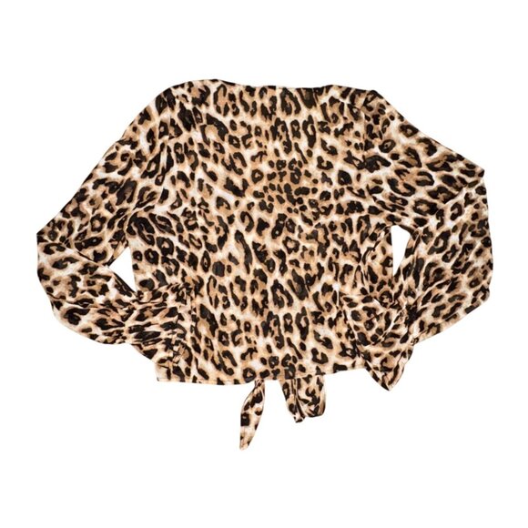 Newbury Kustom Womens Cropped Semi Sheer Animal Print Blouse-Size Small-GUC - Picture 8 of 8